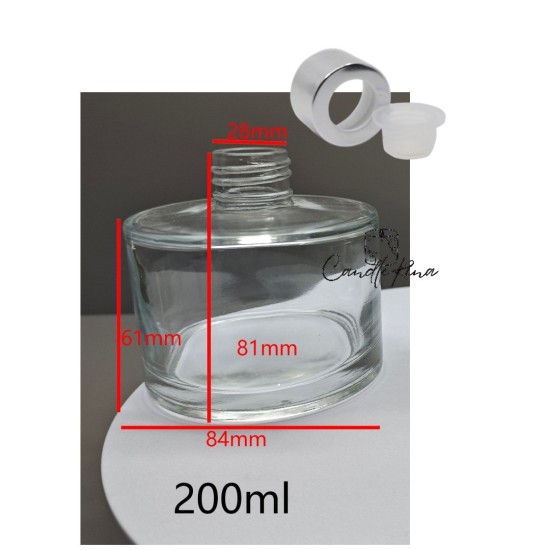 Δοχείο για diffuser κυλινδρικό βιδωτό 200ml (με καπάκι και τάπα)