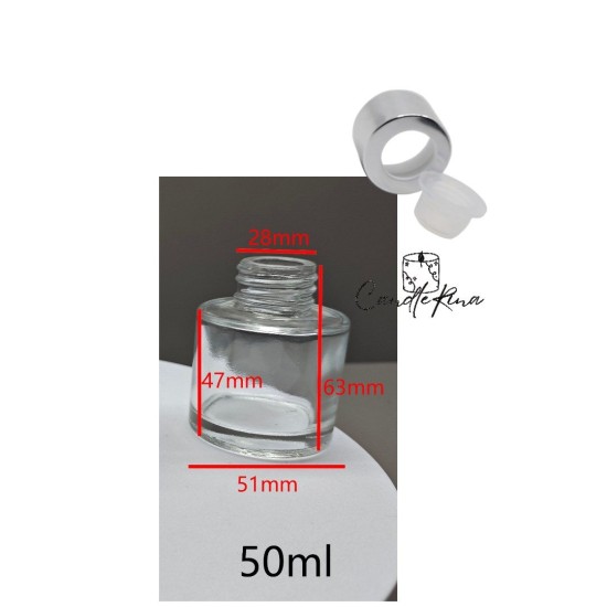 Δοχείο για diffuser κυλινδρικό βιδωτό 50ml (με καπάκι και τάπα)