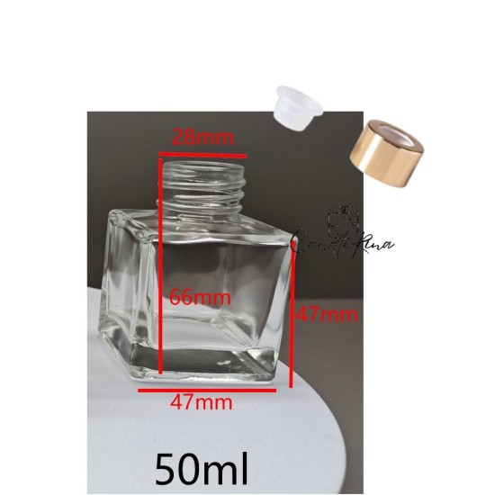 Δοχείο για diffuser τετράγωνο βιδωτό 50ml (με καπάκι και τάπα)