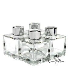 Δοχείο για diffuser τετράγωνο βιδωτό 100ml (με καπάκι και τάπα)