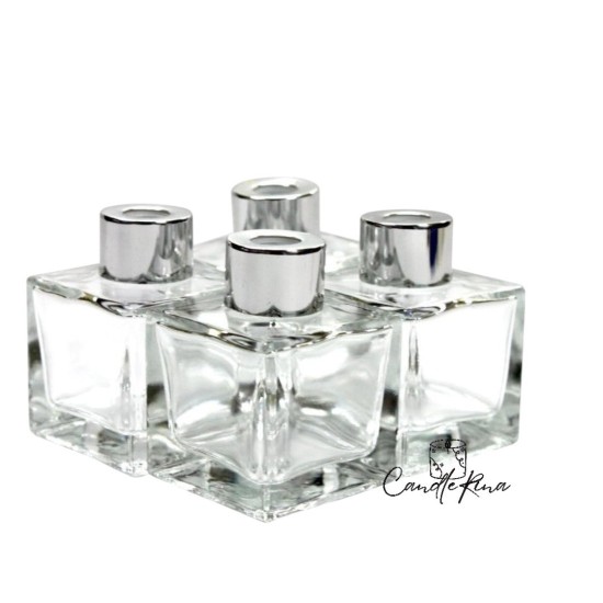 Δοχείο για diffuser τετράγωνο βιδωτό 50ml (με καπάκι και τάπα)