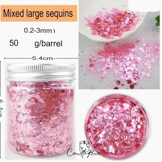 Glitter ροζ ανοιχτό ανάμεικτο 50gr