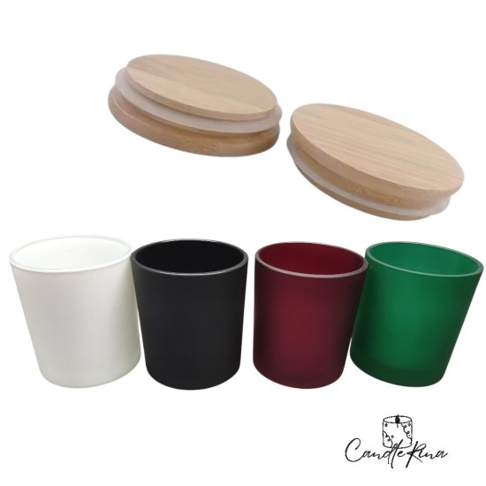 Ποτήρι άσπρο 315ml με καπάκι bamboo