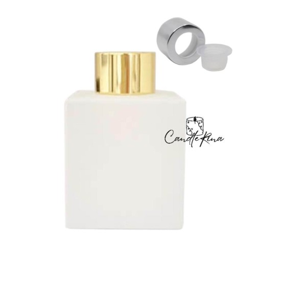 Δοχείο για diffuser τετράγωνο βιδωτό 50ml άσπρο(με καπάκι+τάπα)