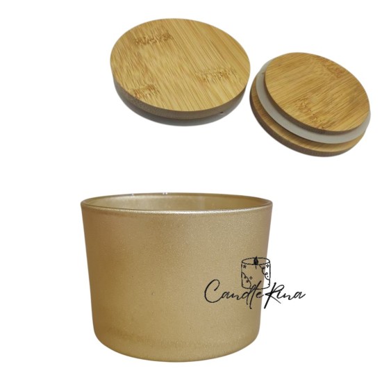 Γυάλινο Ποτήρι 205ml χρυσό με καπάκι Bamboo