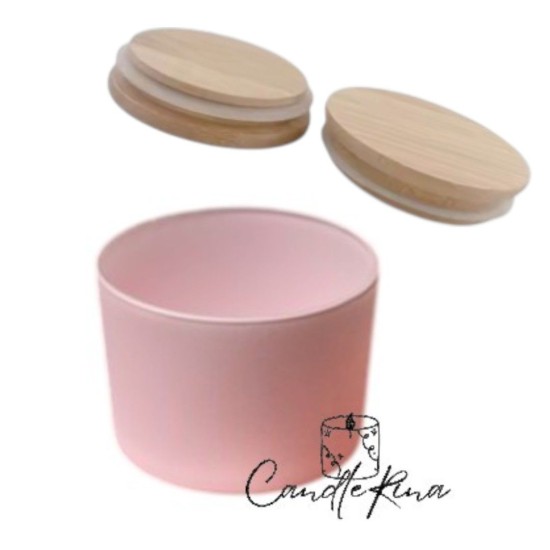 Γυάλινο Ποτήρι 205ml ροζ με καπάκι Bamboo