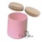 Γυάλινο Ποτήρι 260ml ροζ με καπάκι bamboo, φ 7.4 x 8 cm (12ΑΔΑ) 2.80/τμχ 94001